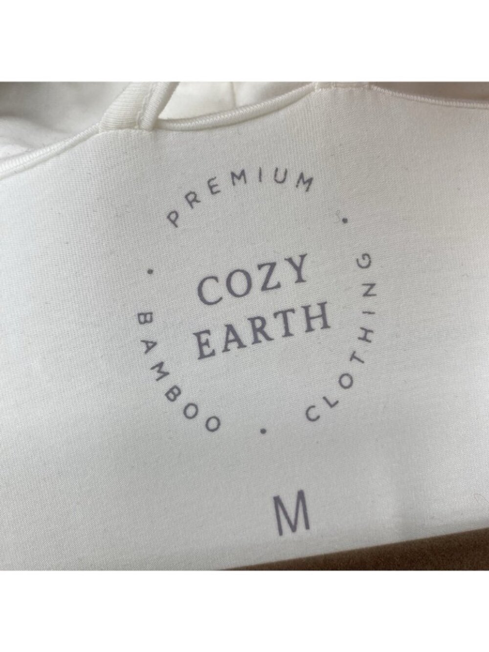 COZY EARTH Women's Size M Bamboo Stretch-Knit Robe Ivory White Loungewear - Picture 6 of 16